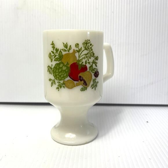 Vintage Corning Spice of Life Footed Pedestal Mug Cup White Milk Glass Mushroom - Picture 1 of 8